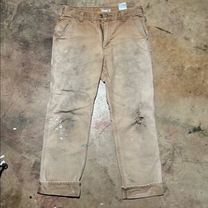 Carhartt Distressed Tan Chinos Durable Workwear
